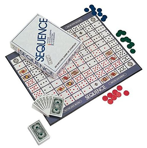 sequence family board game box and game