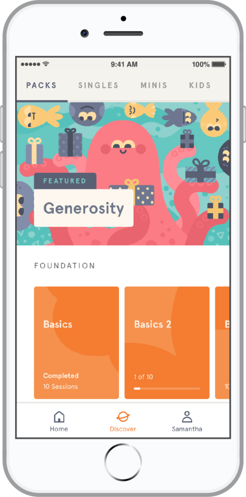 screenshot of mindfulness app headspace offerings