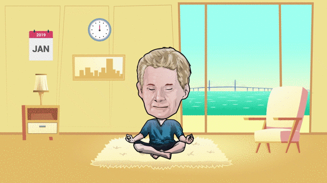 A gif of Ed meditating for a year.
