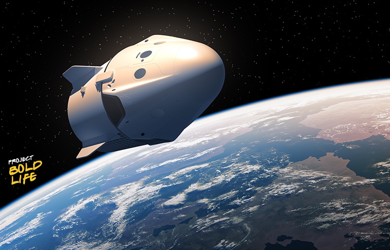 Space-X orbiting the Earth