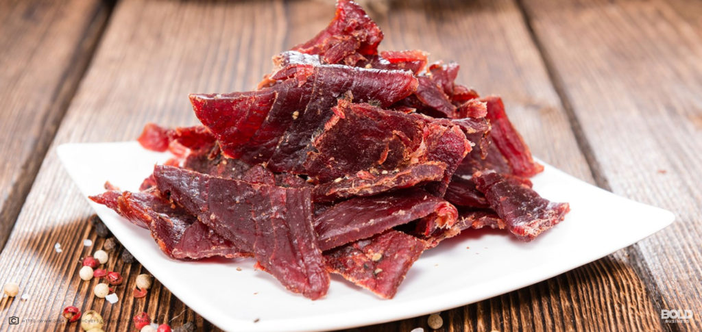 plate of vegan jerky served as snack