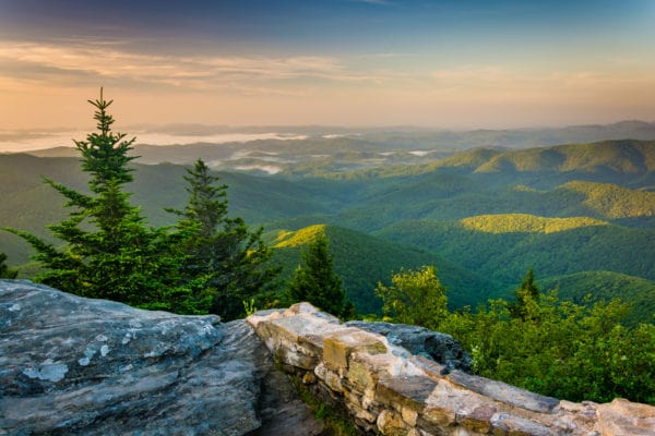 View from Devil's courthouse in Asheville, NC - best places to travel alone in US