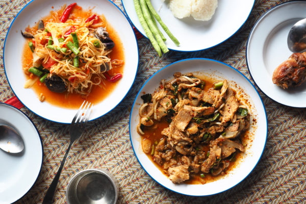 Thai food table: Eating north eastern foods - food and travel