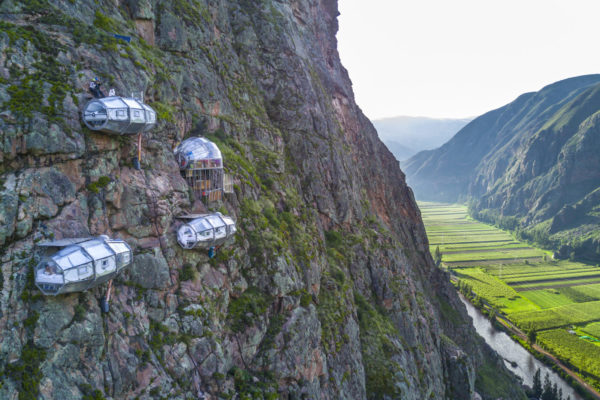4 skylodge capsules cliffside in peru