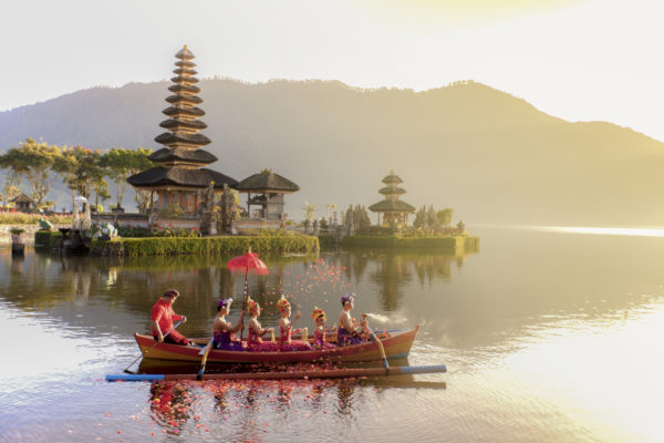 People on a boat in bali indonesia