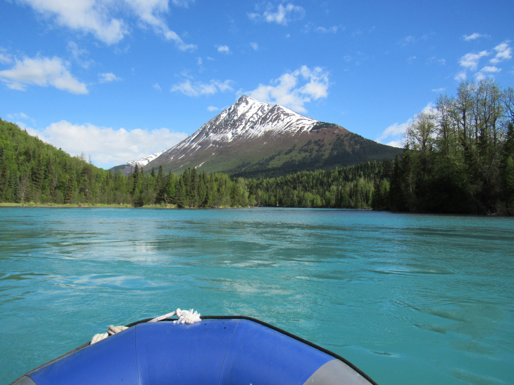 a raft in a river in Alaska