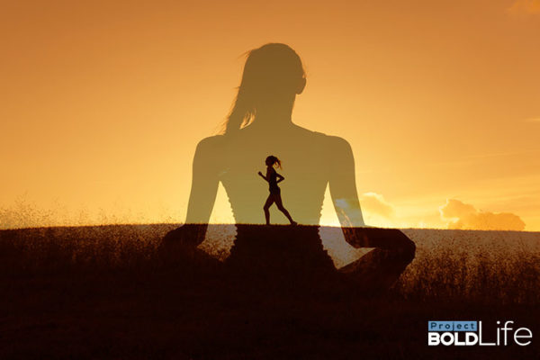 Someone running and meditating