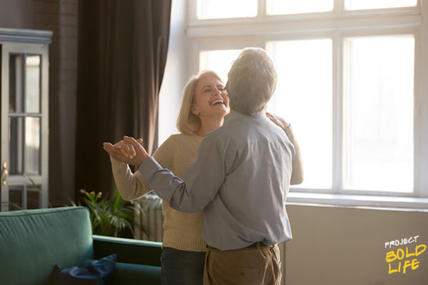 An old couple getting their dance on