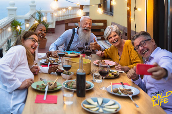 A bunch of older people having fun