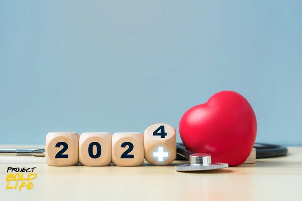 Lifestyle Changes to Make in 2024 in blocks and a heart